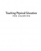Teaching Physical Education for Learning [6 ed.]
 0073376523, 9780073376523