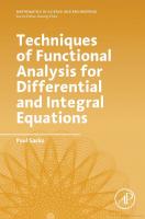 Techniques of Functional Analysis for Differential and Integral Equations [1 ed.]
 0128114266, 978-0-12-811426-1, 9780128114575, 0128114576