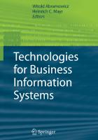 Technologies for Business Information Systems
 9781402056338, 1402056338