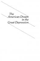 The American Dream In The Great Depression
 0837194784, 9780837194783