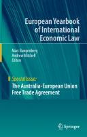 The Australia-European Union Free Trade Agreement (European Yearbook of International Economic Law)
 303091447X, 9783030914479