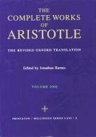 The complet works of Aristotle : the revised Oxford translation [1]