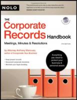 The Corporate Records Handbook: Meetings, Minutes & Resolutions [With CDROM] [4th ed]
 9781413306569, 141330656X
