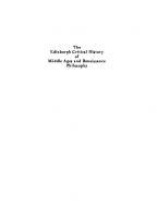 The Edinburgh Critical History of Middle Ages and Renaissance Philosophy
 9781474450829