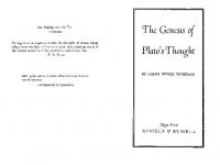 The genesis of Plato's thought [2nd ed. rev.]