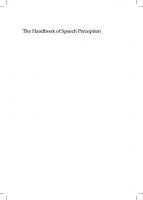 The Handbook of Speech Perception
 1119184088, 9781119184089