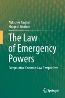 The Law of Emergency Powers: Comparative Common Law Perspectives [1st ed.]
 9789811529962, 9789811529979