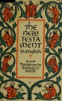 The New Testament in English: A new translation by Ronald Knox
