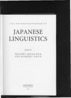 The Oxford handbook of Japanese linguistics
 9780195307344, 2007041899