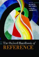 The Oxford Handbook of Reference
 9780199687305, 0199687307