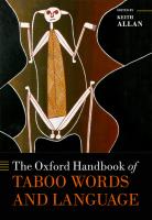 The Oxford Handbook of Taboo Words and Language
 9780198808190, 0198808194