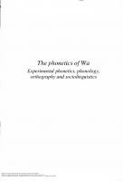 The phonetics of Wa: Experimental phonetics, phonology, orthography and sociolinguistics
 0858834863