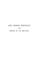 The Roman Festivals of the Period of the Republic
 9781463209056