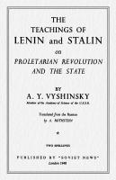 The Teachings of Lenin and Stalin on Proletarian Revolution and the State