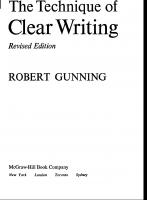 The Technique of Clear Writing [1 ed.]
 9780070252066