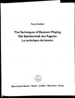 The Techniques of Bassoon Playing (English, German and French Edition)
 3761818602, 9783761818602