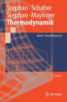 Thermodynamik: Grundlagen und technische Anwendungen Band 1: Einstoffsysteme (Springer-Lehrbuch) (German Edition)
 3540708138, 9783540708131