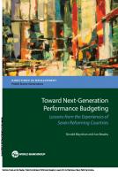 Toward Next-Generation Performance Budgeting : Lessons from the Experiences of Seven Reforming Countries [1 ed.]
 9781464809552, 9781464809545