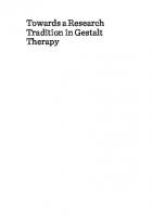 Towards a Research Tradition in Gestalt Therapy [1 ed.]
 9781443857345, 9781443807340