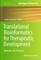 Translational Bioinformatics for Therapeutic Development [1st ed.]
 9781071608487, 9781071608494