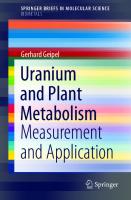 Uranium and Plant Metabolism: Measurement and Application (SpringerBriefs in Molecular Science)
 3030808149, 9783030808143