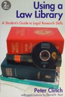Using A Law Library: A Student's Guide to Legal Research Skills [2 ed.]
 9781841740294, 1841740292