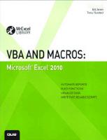 VBA and macros: Microsoft Excel 2010
 9780789743145, 0789743140