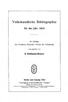 Volkskundliche Bibliographie: 1918 [Reprint 2022 ed.]
 9783112684887