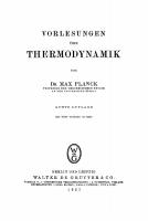 Vorlesungen über Thermodynamik [8. Aufl. Reprint 2020]
 9783112337349, 9783112337332