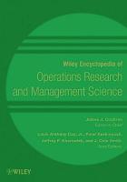 Wiley Encyclopedia of Operations Research and Management Science
 9780470400531