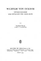 Wilhelm von Ockham: Untersuchungen zur Ontologie der Ordnungen
 9783111645445, 9783111262413