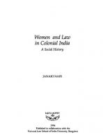 Women and law in colonial India : a social history
 9788185107820, 8185107823