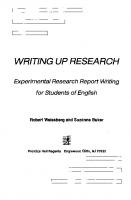 Writing Up Research: Experimental Research Report Writing for Students of English
 0139708316,  9780139708312