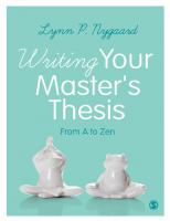 Writing your master's thesis: from a to Zen /
 9781473903937, 9781473903920