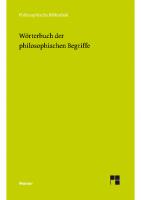 Wörterbuch der philosophischen Begriffe
 9783787321131, 9783787325009