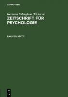 Zeitschrift für Psychologie: Band 199, Heft 3 [Reprint 2021 ed.]
 9783112579985, 9783112579978