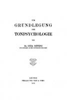 Zur Grundlegung der Tonpsychologie [Reprint 2020 ed.]
 9783112357002, 9783112356999
