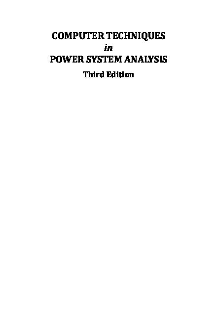 Computer Techniques In Power System Analysis 3 Ed Dokumen Pub