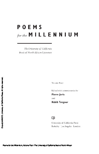 Poems for the Millennium, Volume Four : The University of California Book  of North African Literature [1 ed.] 9780520953796, 9780520269132 